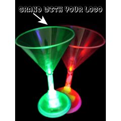 Light Up Flashing Branded Martini Glass
