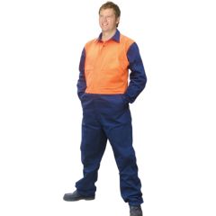 High visibility cotton drill coveralls - stout