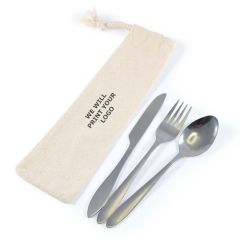Reusable Metal Cutlery in Custom Pouch