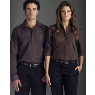Pinstripe Mens Embroided Shirts