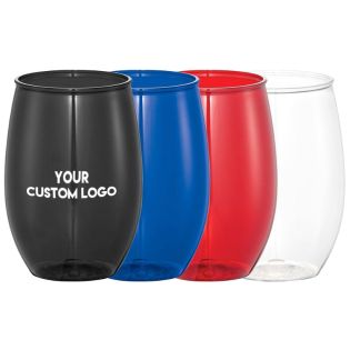 Stemless Plastic Wine Cups Branded