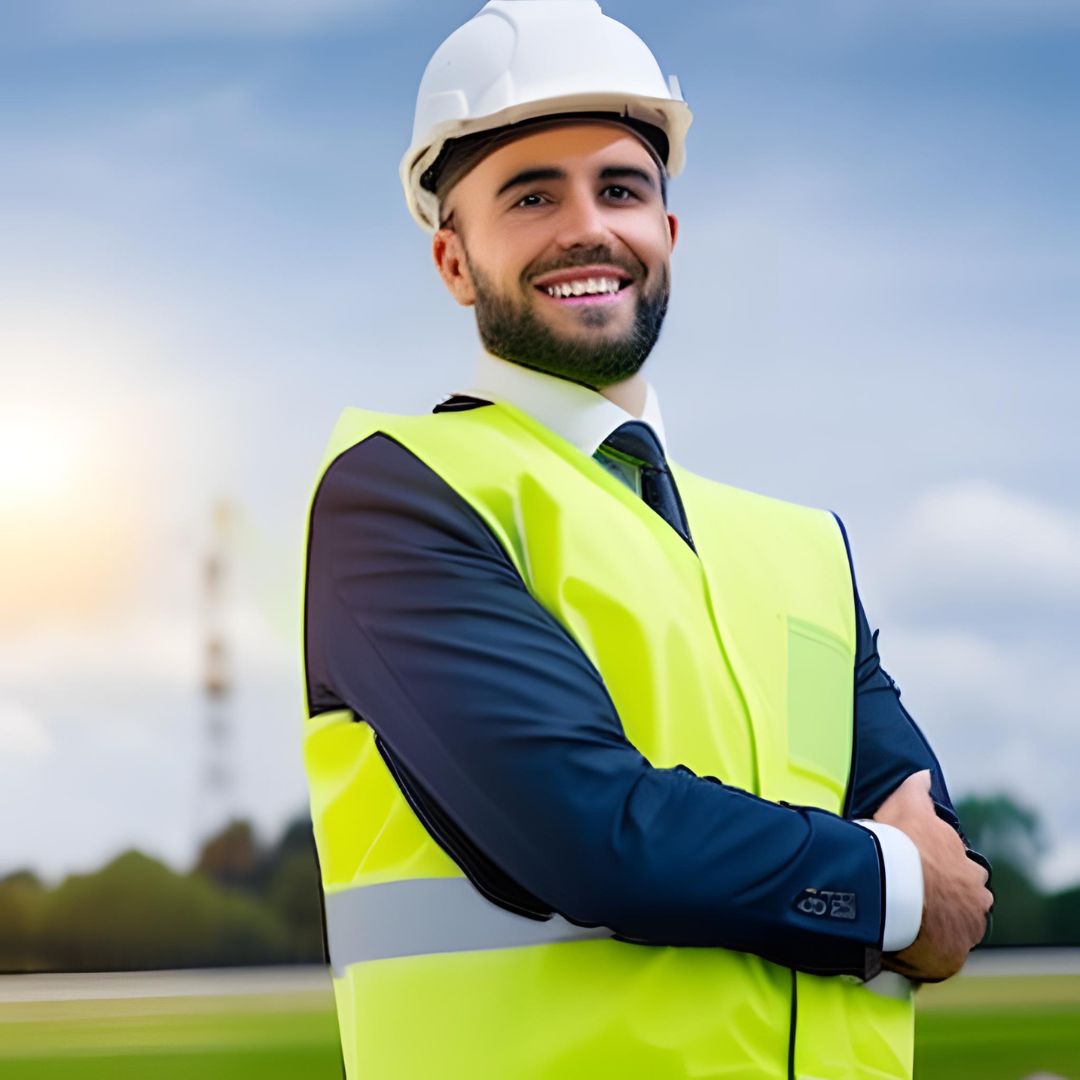 man wearing safety hat and reflectorised vest