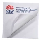 Adhesive Note Pad 75mm x 75mm, 1 colour print, with NSW Government logo and contact details.