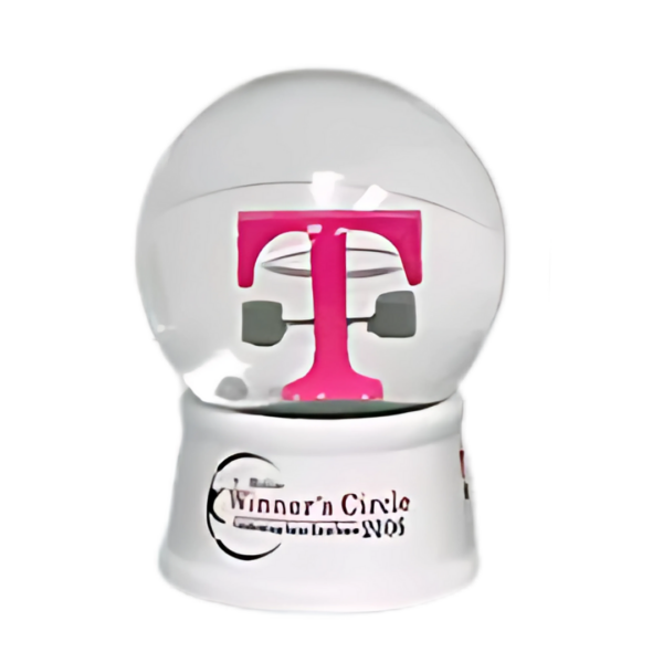 Promotional 3-D snow globe with printed company logo