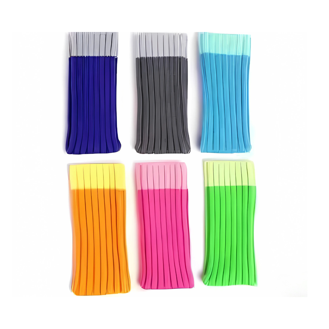 The Mocks - Mobile Socks feature six packs of vibrant polymer clay in blue and gray, light and dark blue, yellow and orange, pink and light pink, green and light green shades. Each set is stacked vertically, sparking creativity.
