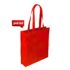 A vibrant red Non Woven Bag Large 36x41x10cm takes center stage against a white background, with a red speech bubble reading great deal beside this spacious tote.