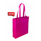 The non-woven bag (36x41x10cm) is showcased on a white background, featuring a vibrant pink color. A red speech bubble reading great deal emphasizes its exceptional value.