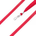 The Unprinted Bootlace Lanyard is a red, textured fabric lanyard with a zigzag pattern on a white background and features a metal swivel hook clasp.
