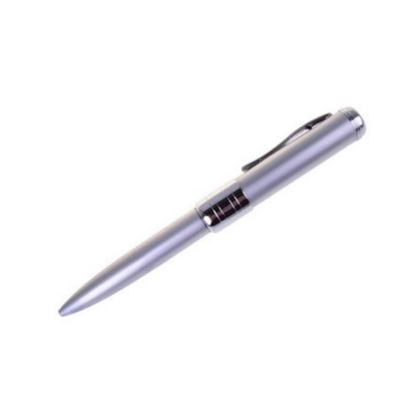 USB Pen 1, featuring a sleek silver design with a black clip and glossy finish, isolated on a plain white background.