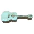 A Guitar USB, shaped like a guitar, sits on a white background, showcasing intricate designs that replicate strings, frets, and the bridge.
