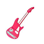 A sleekly designed, red guitar-shaped kitchen peeler features slotted cutouts resembling guitar strings on the neck and a body-mounted blade, set against a plain white background. Product Name: Guitar USB.