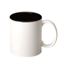 The Corporate Mugs toucan features a sleek white exterior with a black interior and handle, showcased against a plain white background.