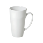 The Custom Printed Mug Fuji is a tall, white ceramic mug with a smooth surface and curved handle, elegantly displaying its Fuji design against a plain white background.
