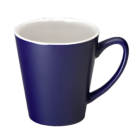 The Customised Latte Mug (Black) with a curved handle is set against a white background, featuring a glossy finish and white interior—ideal for savoring your favorite brew.