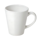 The Customised Latte Mug (Black) features a sleek glossy finish and large curved handle. Its empty, slightly angled on a plain white background, and ready for your personalization.