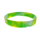 Multi-colored silicone wristband with A.S.I.A. debossed letters.
