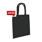 A Non Woven Tote Bag - Small 29x34 in black with two handles is displayed. A red tag in the upper left corner reads great deal in white text.