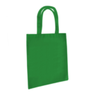 A Non Woven Tote Bag - Small 29x34 in plain green, featuring two sturdy handles, is set against a crisp white backdrop.