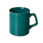 The Personalised Coffee Mug Flare, featuring a glossy dark teal finish and a simple handle, stands out against a plain white background. Its smooth texture and rich color are highlighted by light reflecting subtly off its surface.