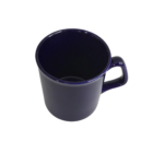 Personalised Coffee Mug Flare: A dark blue ceramic mug with a handle and glossy finish, ideal as a personalized gift. Its viewed slightly from above against a plain white background.