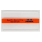 Orange Bushfire Counselling wristband with phone number, silicone material.