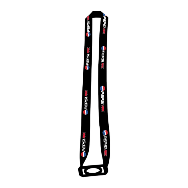 A deluxe black lanyard, featuring the iconic Pepsi Max logo with its signature red, white, and blue globe and PEPSI MAX in bold, ideal for securing essentials or attaching to a water bottle for convenience.