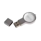 Rounder USB Key, Silver Magnifying Glass, with detachable cap.
