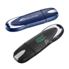 Two Velocity Promo Flash Drives, blue & black, each with a logo.