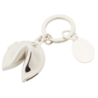 Branded Fortune Cookie Key Ring in silver with a blank oval charm.