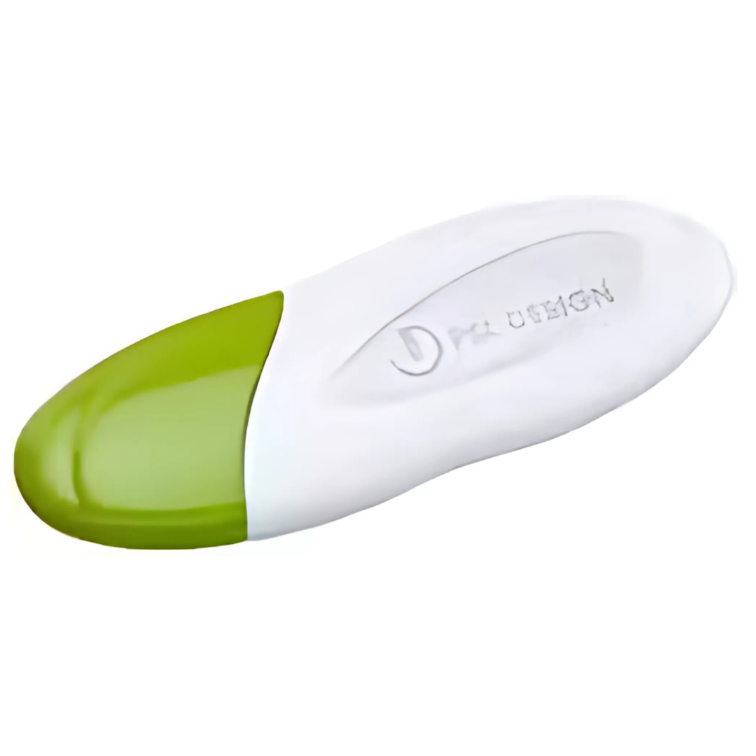 Green and white Swirlo USB Key with embossed text.