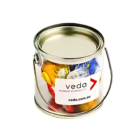PVC Bucket with Lindt Lindor Balls x 5, wrapped and labeled with a veda tag.