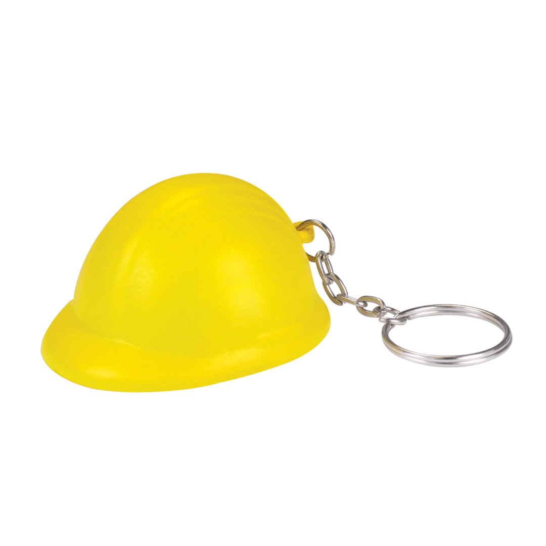Helmet keychain stress ball design on a white background.
