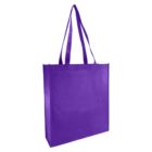 Purple reusable tote bag with long handles against a white background.