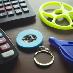 highlighter_key_ring_yoyo_frisbees_calculator_on_table_top