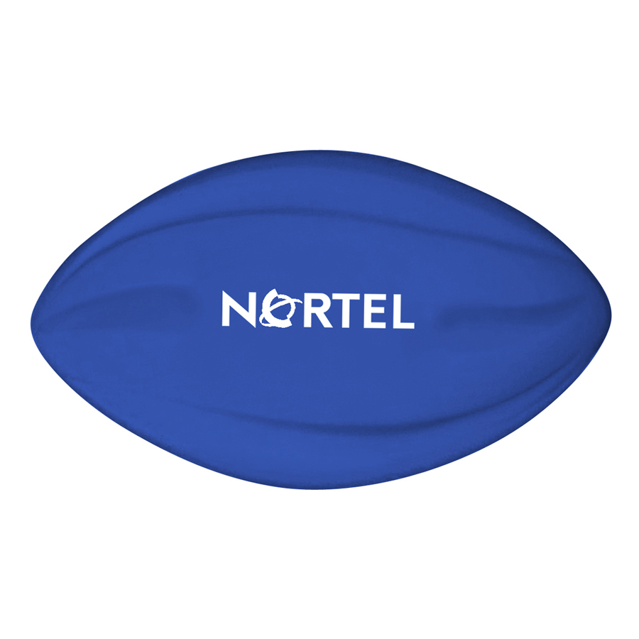 Blue football with the word NORTEL in white letters across the center.