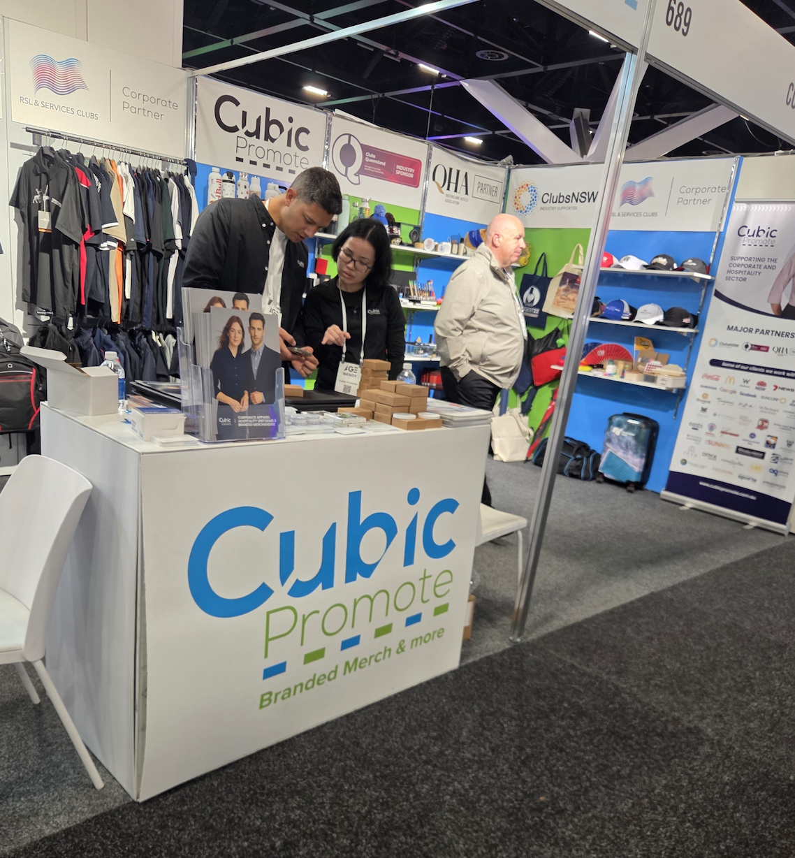 table with freebies for the AGE Expo