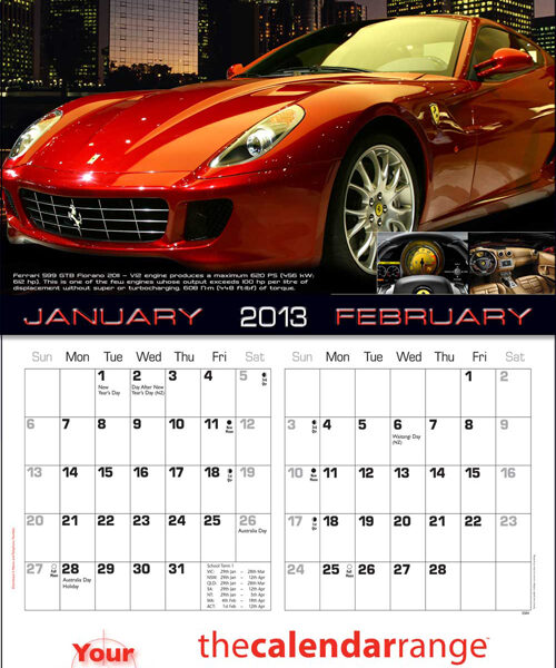 Custom Made Wall Calendar Sports Cars