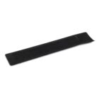 A long, flat, black strip of material with squared edges on a white background.