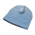 Light blue Merino wool beanie with pom-pom and duo-tone tassel.
