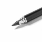 A close-up of a black eyeliner pencil with a pointed tip on a white background.