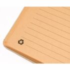 Corner of a lined notebook page with a recycling symbol.