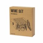 Brown box labeled Wine Set, with illustrated wine tools and a bamboo chessboard.