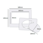 3 in 1 Magnetic Photo Frame: 180x145mm frame, circle cutouts 100mm & 70mm.