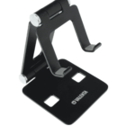 Black adjustable metal phone or tablet stand with VALENTA logo on the base.