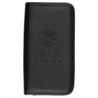 Black leather zippered case with Sage Executive Group embossed on the front.