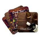 Coasters featuring whiskey, glasses, and bottle with Drink Time! text.