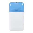 A white rectangular bottle with a blue cap.