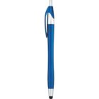 Blue and silver ballpoint pen with a stylus tip.