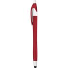 A red ballpoint pen with a silver clip and tip.