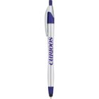 Silver and blue pen with CURIOOS text on the side.